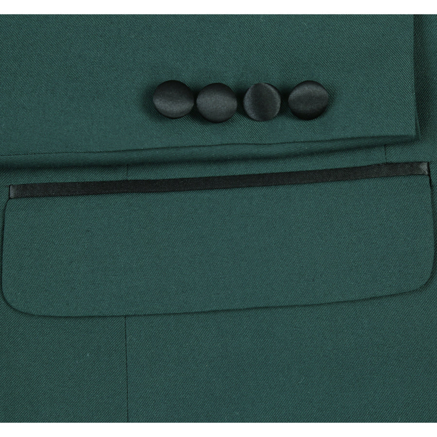 Mens Traditional Slim Fit Shawl Collar Tuxedo in Hunter Green - Image 6