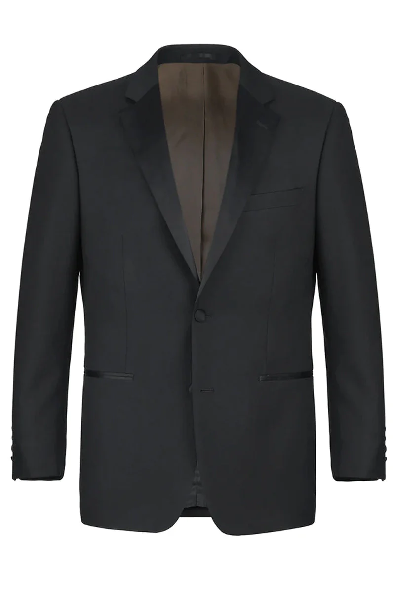 Mens Traditional Two Button Slim Fit Notch Lapel Wool Tuxedo Package in Black - Image 2