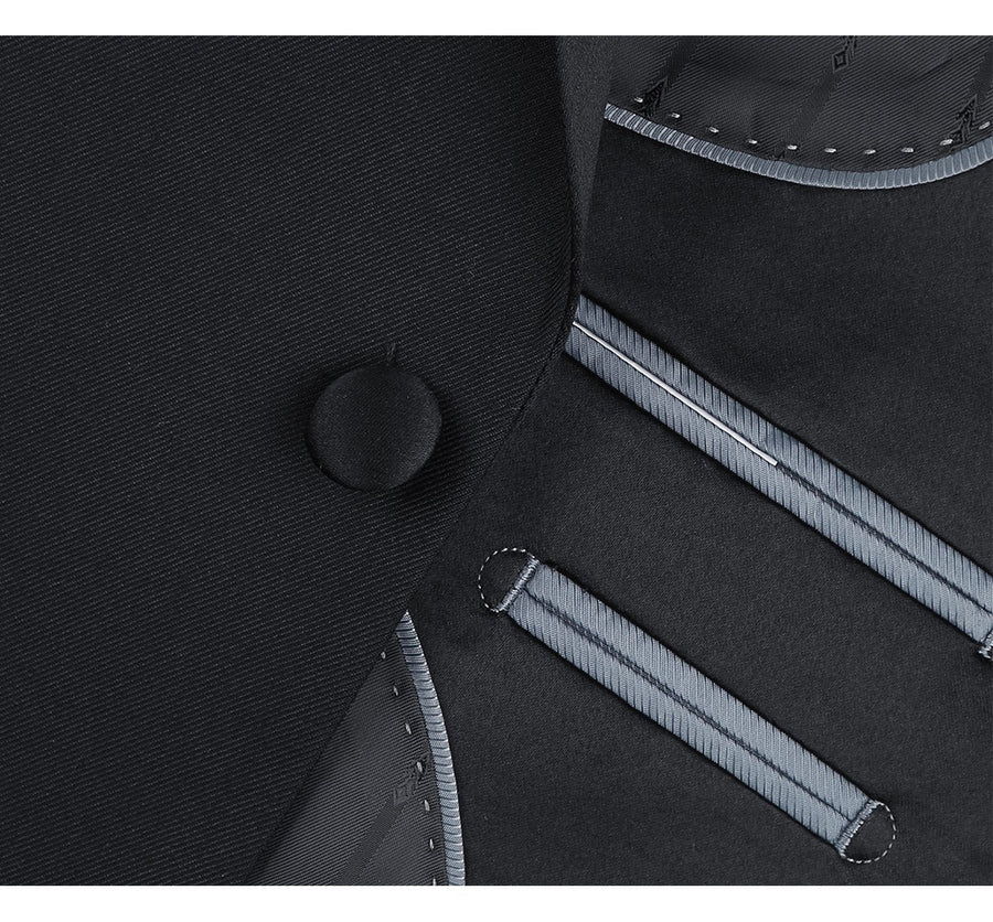 Mens Traditional Two Button Slim Fit Notch Tuxedo in Black - Image 3