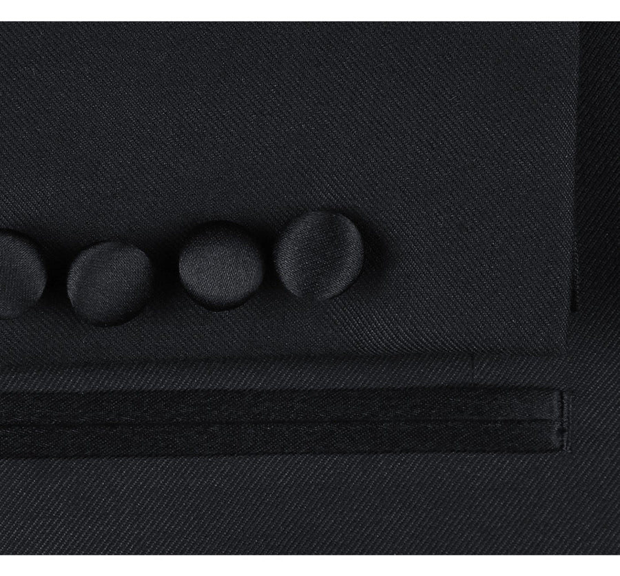 Mens Traditional Two Button Slim Fit Notch Tuxedo in Black - Image 4