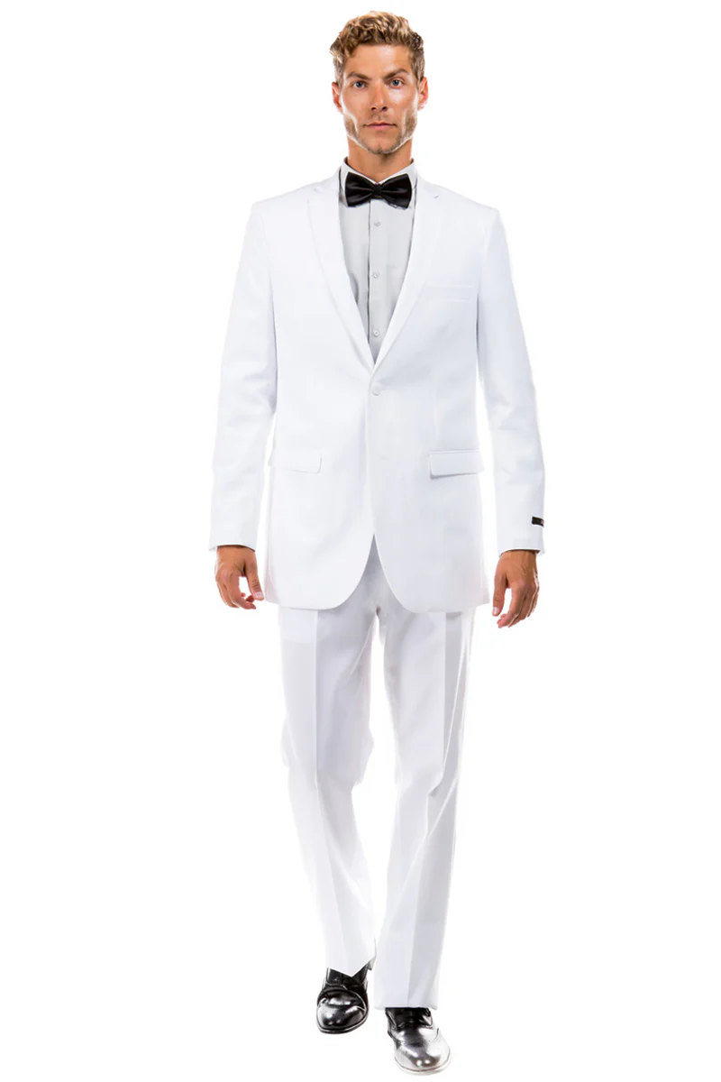 Men's Two Button Basic Hybrid Fit Business Suit in White - Image 2