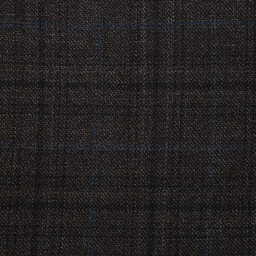Mens Two Button Classic Fit 100% Wool Sport Coat Blazer in Dark Brown Windowpane Plaid - Image 5