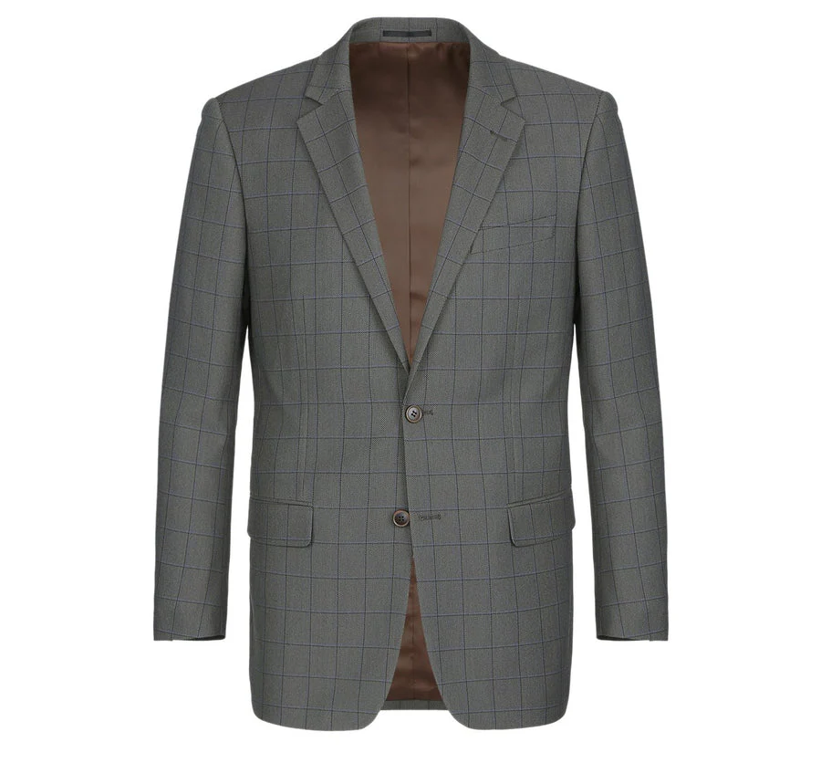Mens Two Button Classic Fit Two Piece Suit in Grey Windowpane Plaid - Image 3