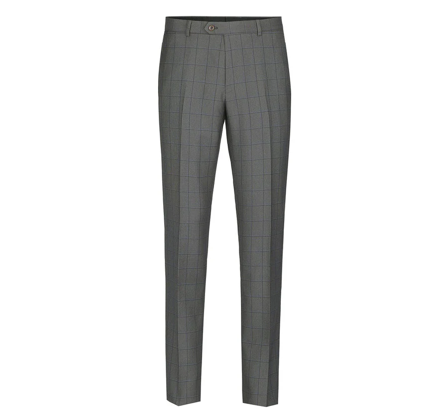 Mens Two Button Classic Fit Two Piece Suit in Grey Windowpane Plaid - Image 4