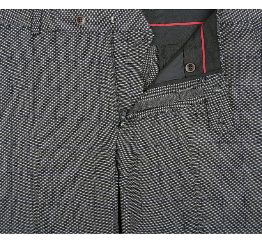 Mens Two Button Classic Fit Two Piece Suit in Grey Windowpane Plaid - Image 8