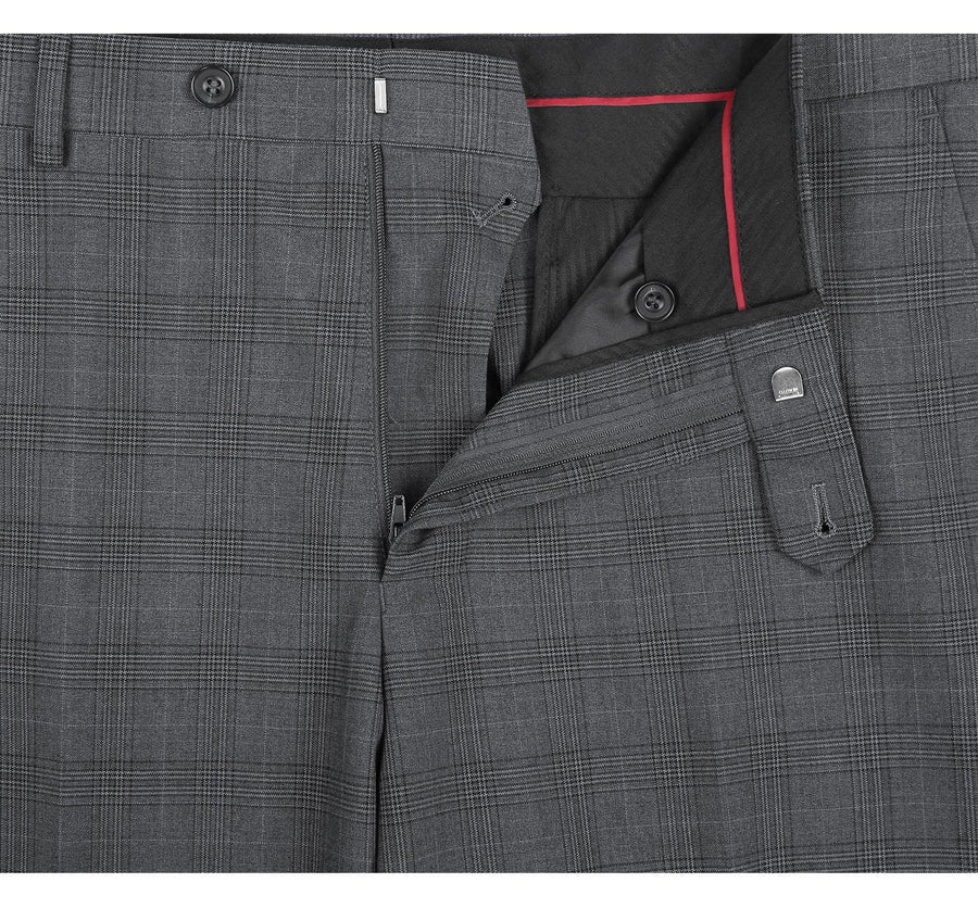 Mens Two Button Classic Fit Vested Suit in Charcoal Grey Windowpane Plaid - Image 8