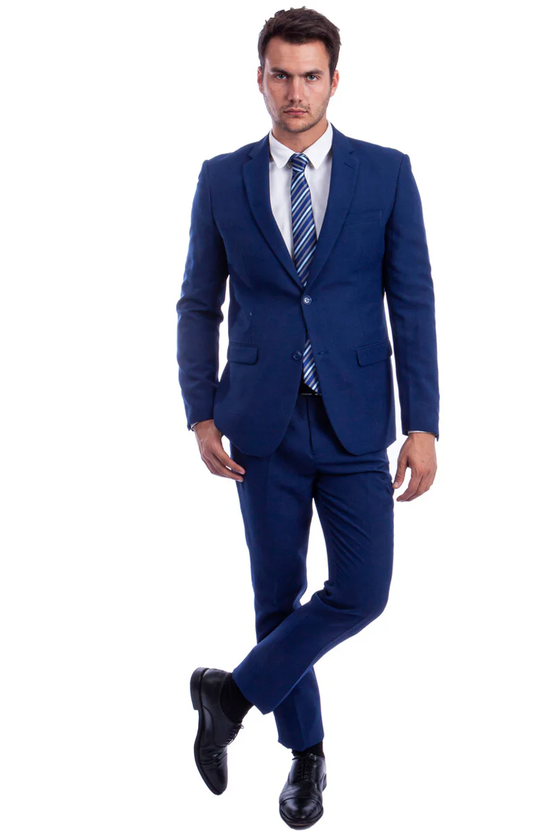 Men's Two Button Hybrid Fit Basic Business Suit in Blue - Image 2
