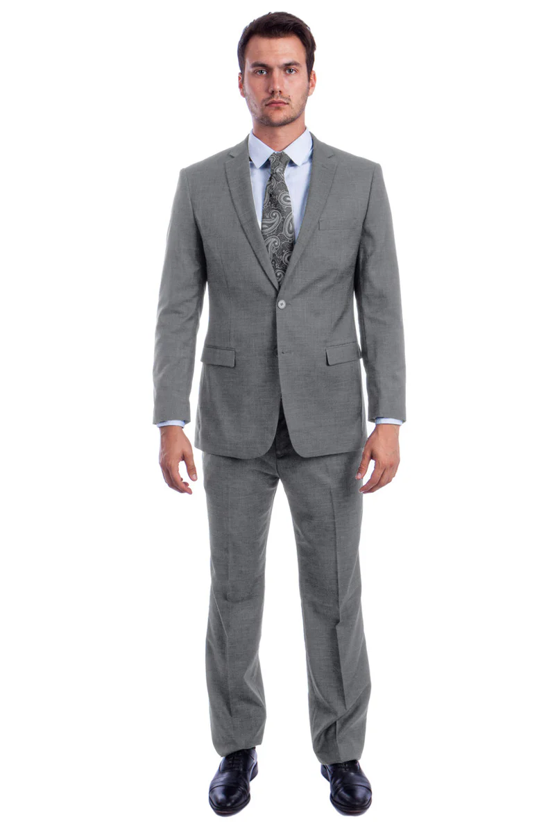 Men's Two Button Modern Fit Linen Look Summer Suit in Light Grey - Image 2
