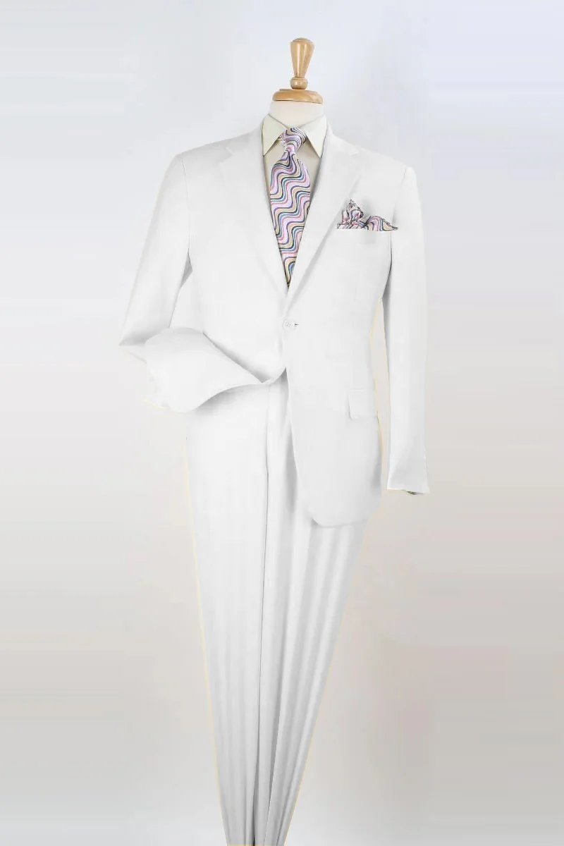 Mens Two Button Modern Fit Two Piece Suit in White