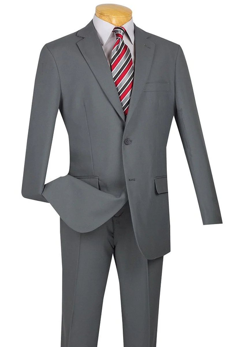 Mens Two Button Modern Fit Wool Feel Suit in Light Grey