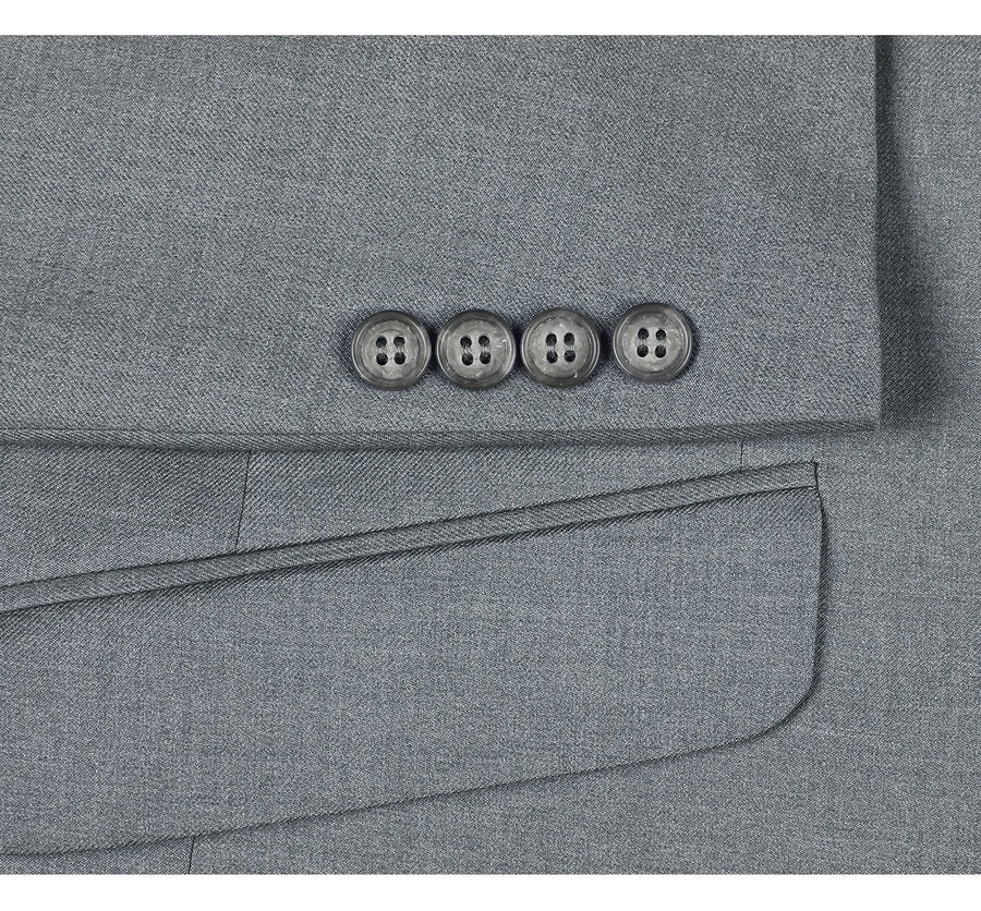 Mens Two Button Slim Fit Hack Pocket Suit in Light Grey - Image 7