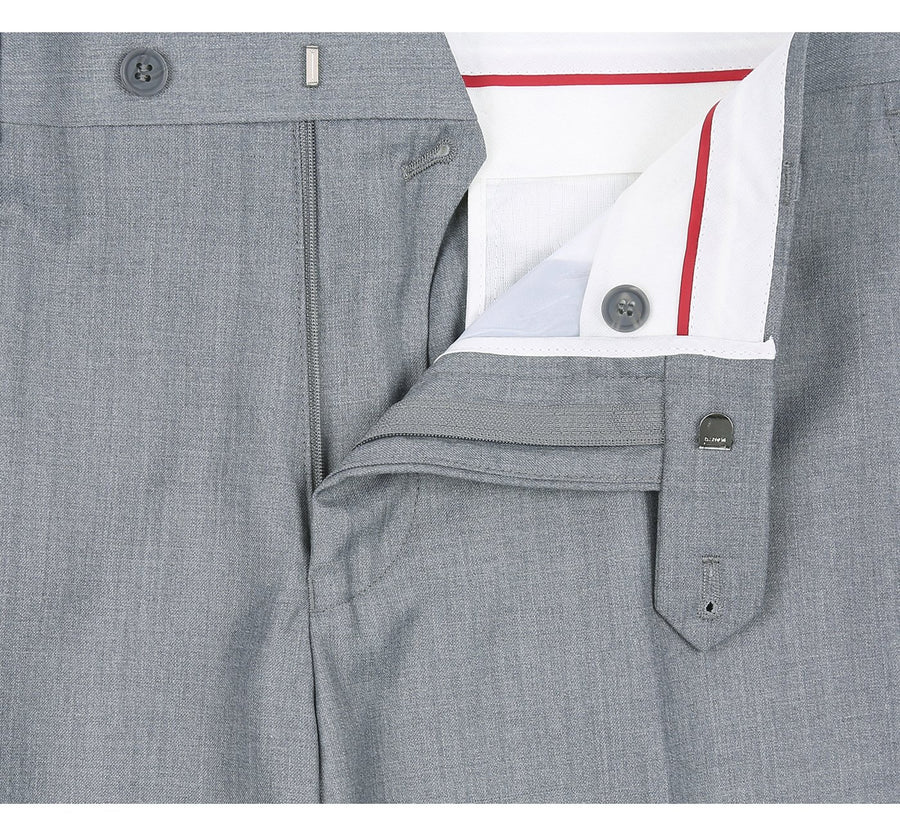 Mens Two Button Slim Fit Hack Pocket Suit in Light Grey - Image 8