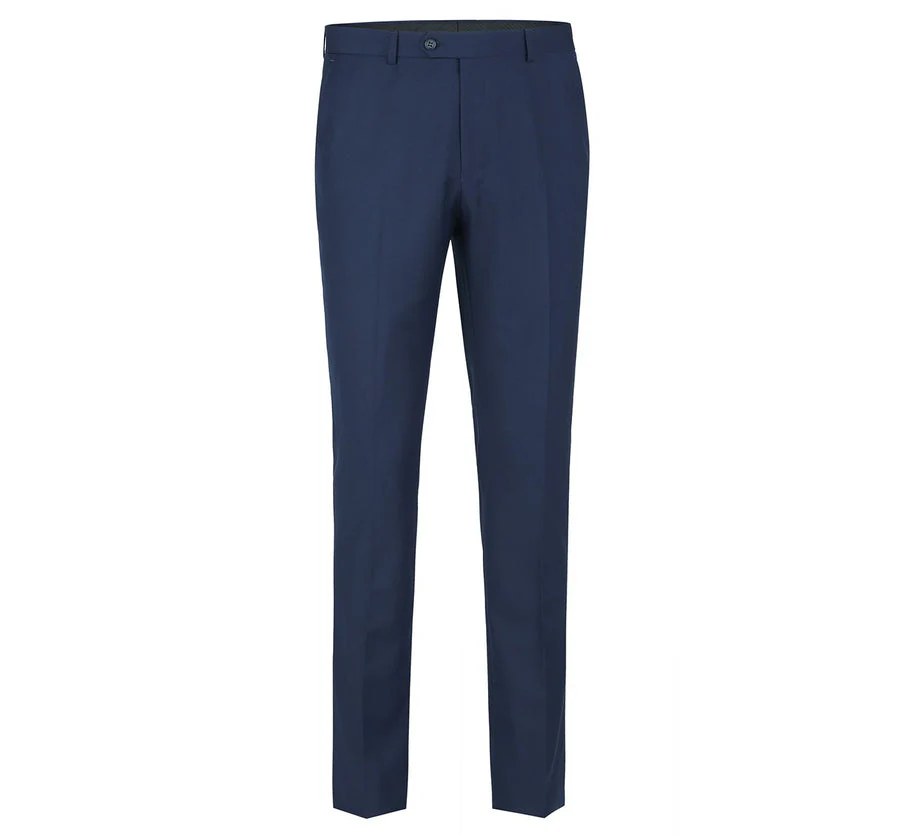 Mens Two Button Slim Fit Hack Pocket Suit in Navy Blue - Image 4