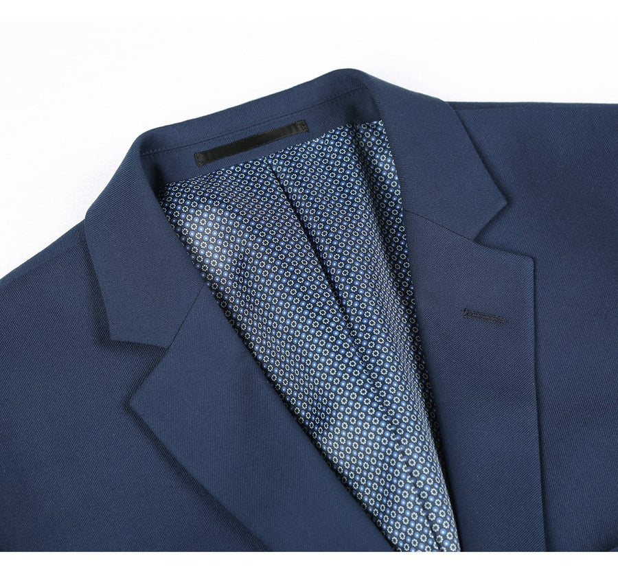 Mens Two Button Slim Fit Hack Pocket Suit in Navy Blue - Image 5