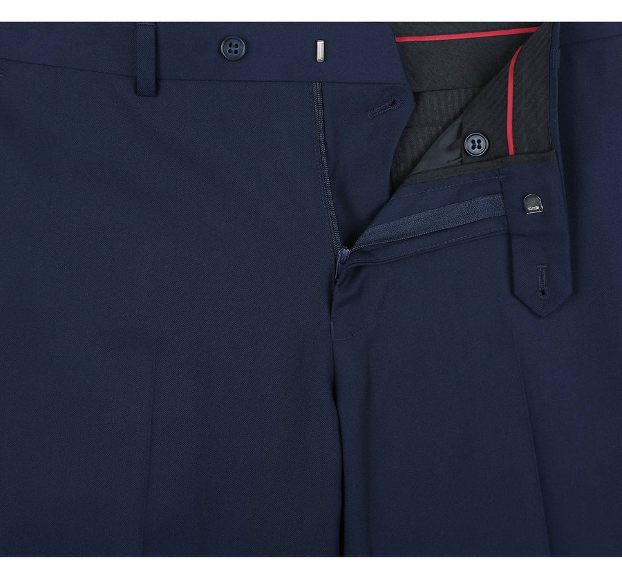 Mens Two Button Slim Fit Hack Pocket Suit in Navy Blue - Image 8