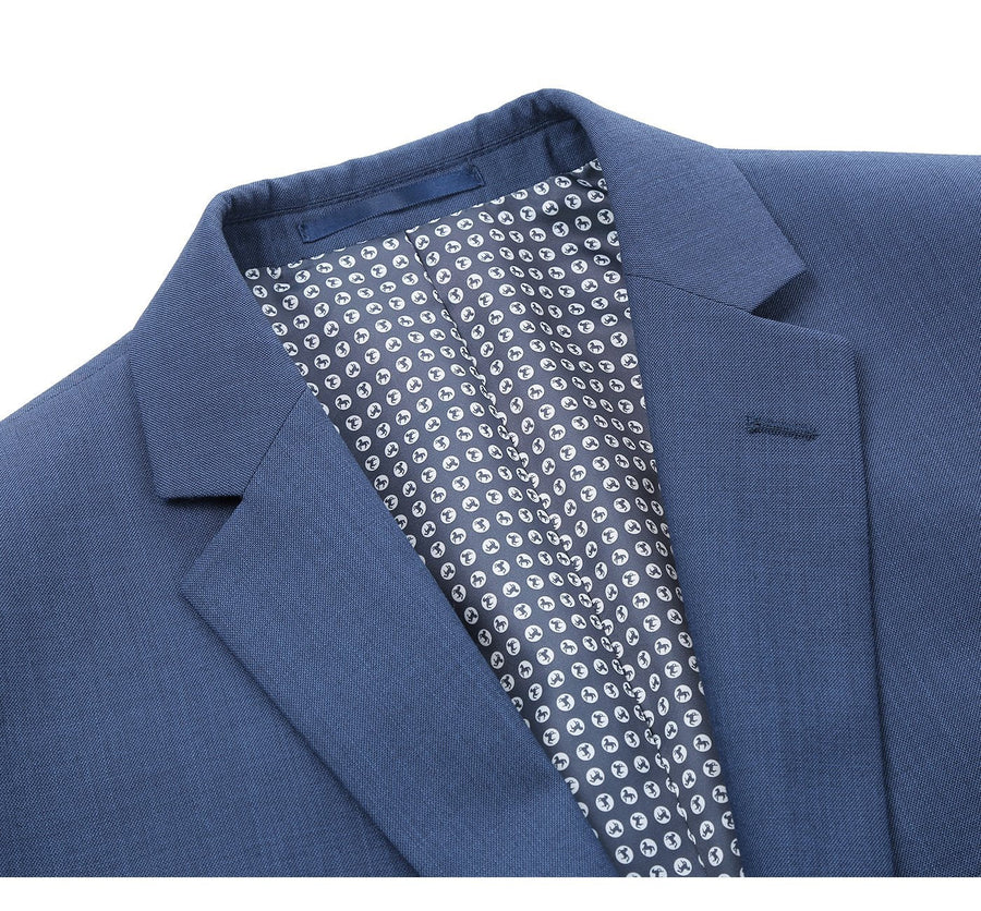 Mens Two Button Slim Fit Hack Pocket Suit in Steel Blue - Image 3