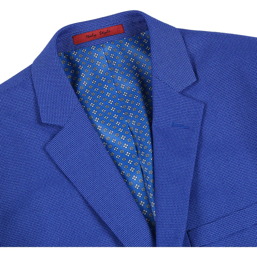 Mens Two Button Slim Fit Sport Coat Blazer in Blue Purple Micro Check - Image 2