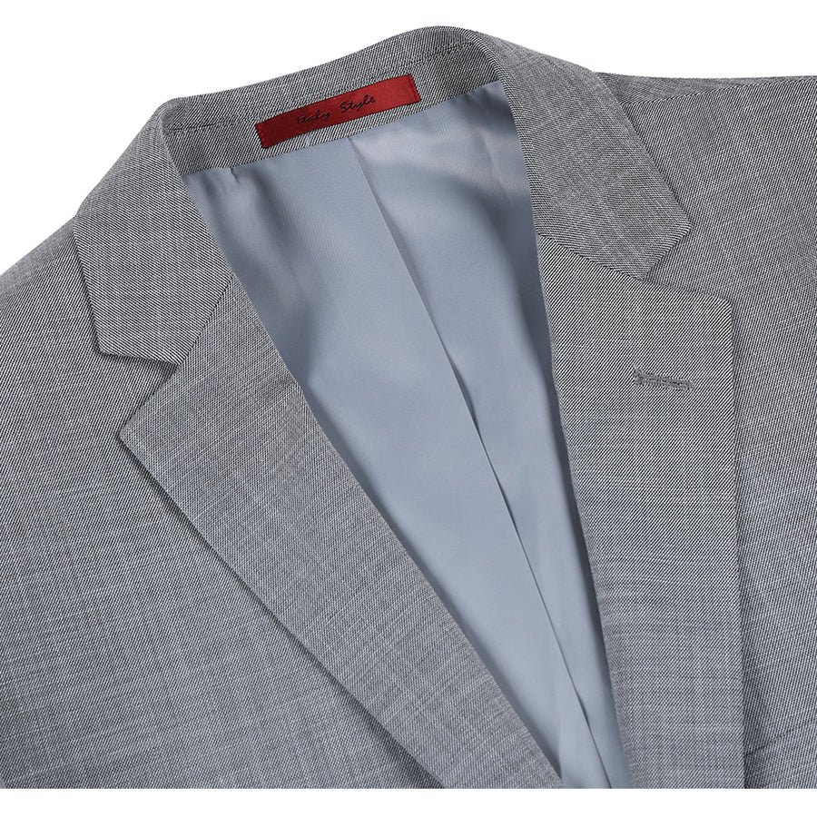 Mens Two Button Slim Fit Two Piece Hack Pocket Suit in Light Grey Weave - Image 3
