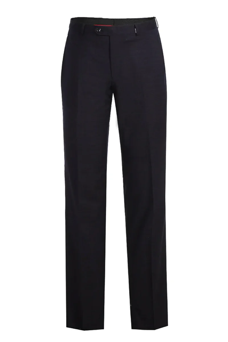 Mens Two Button Slim Fit Two Piece Suit in Black & Magenta Mini Check - Image 2