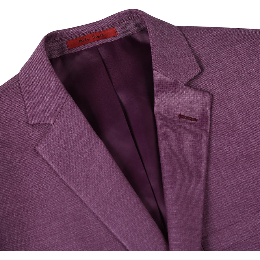 Mens Two Button Slim Fit Two Piece Suit in Burgundy Berry Mauve - Image 3
