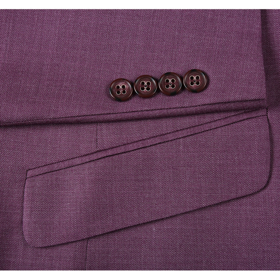 Mens Two Button Slim Fit Two Piece Suit in Burgundy Berry Mauve - Image 4