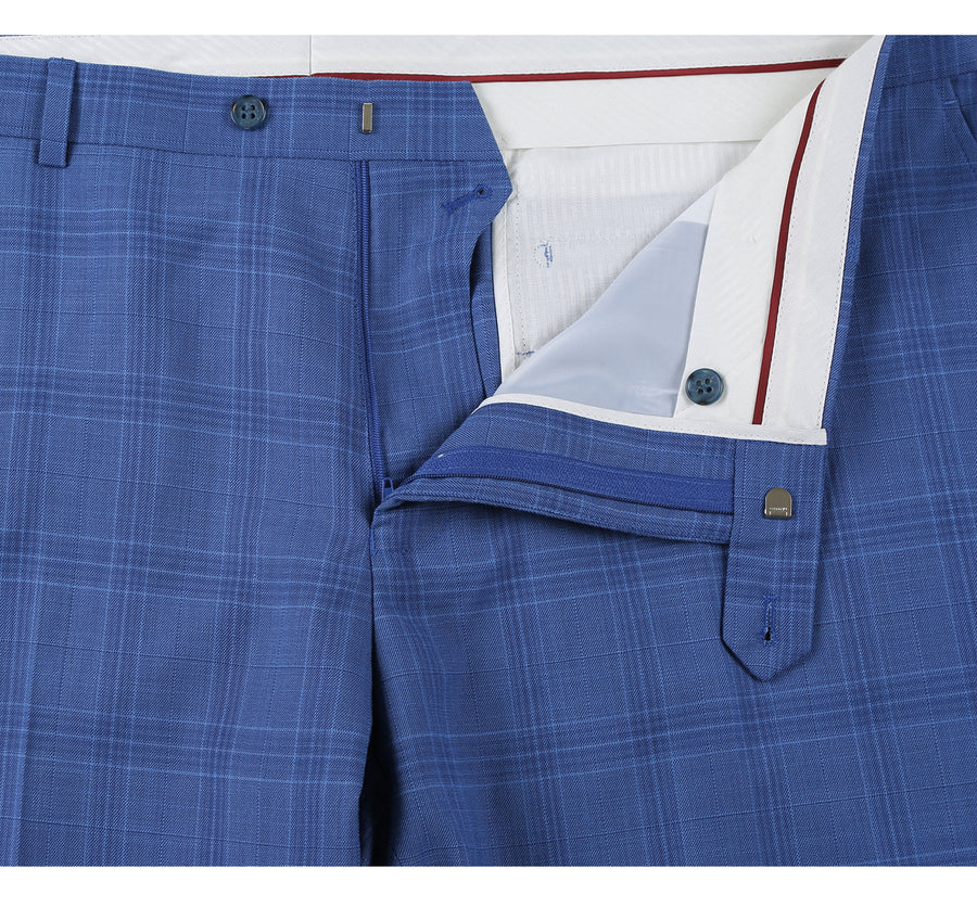Mens Two Button Slim Fit Two Piece Suit in Light Blue Windowpane Plaid - Image 8
