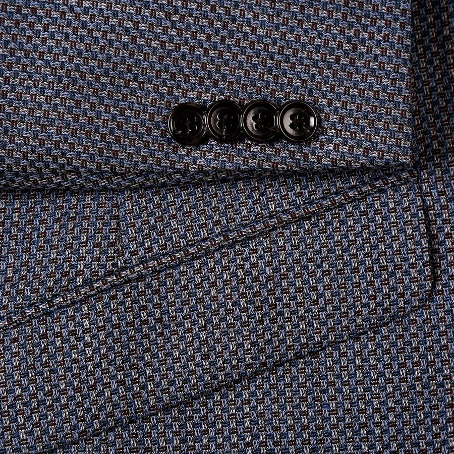 Mens Two Button Slim Fit Wool Sport Coat Blazer in Brown Birdseye - Image 2