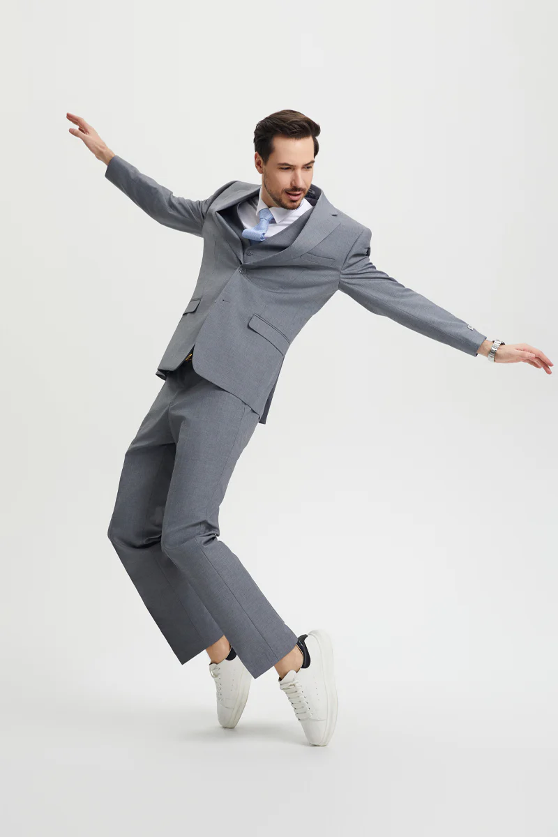 Men's Two Button Vested Stacy Adams Basic Designer Suit in Grey - Image 6