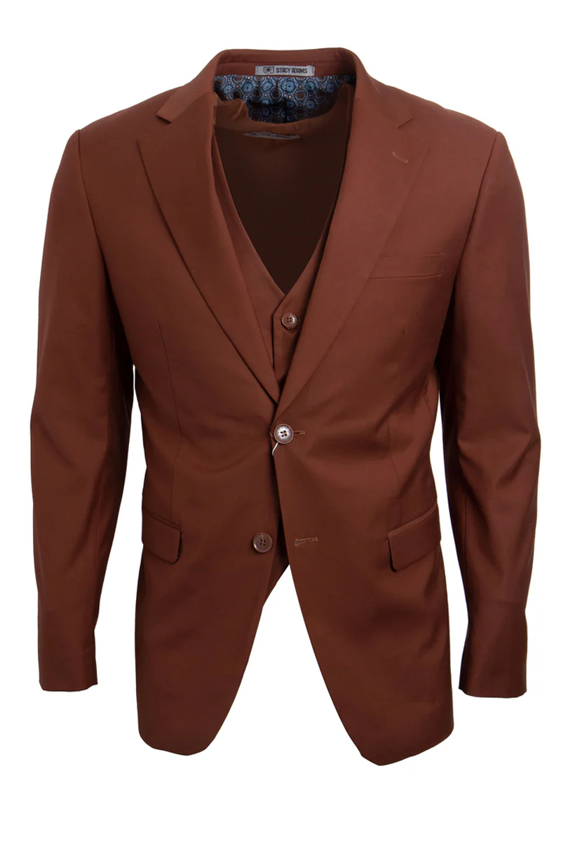 Men's Two Button Vested Stacy Adams Basic Suit in Brown Rust - Image 2