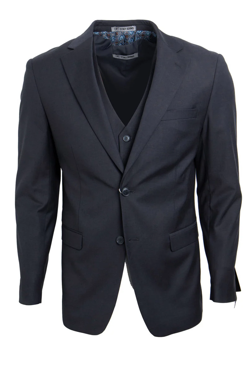 Men's Two Button Vested Stacy Adams Basic Suit in Charcoal Grey - Image 2
