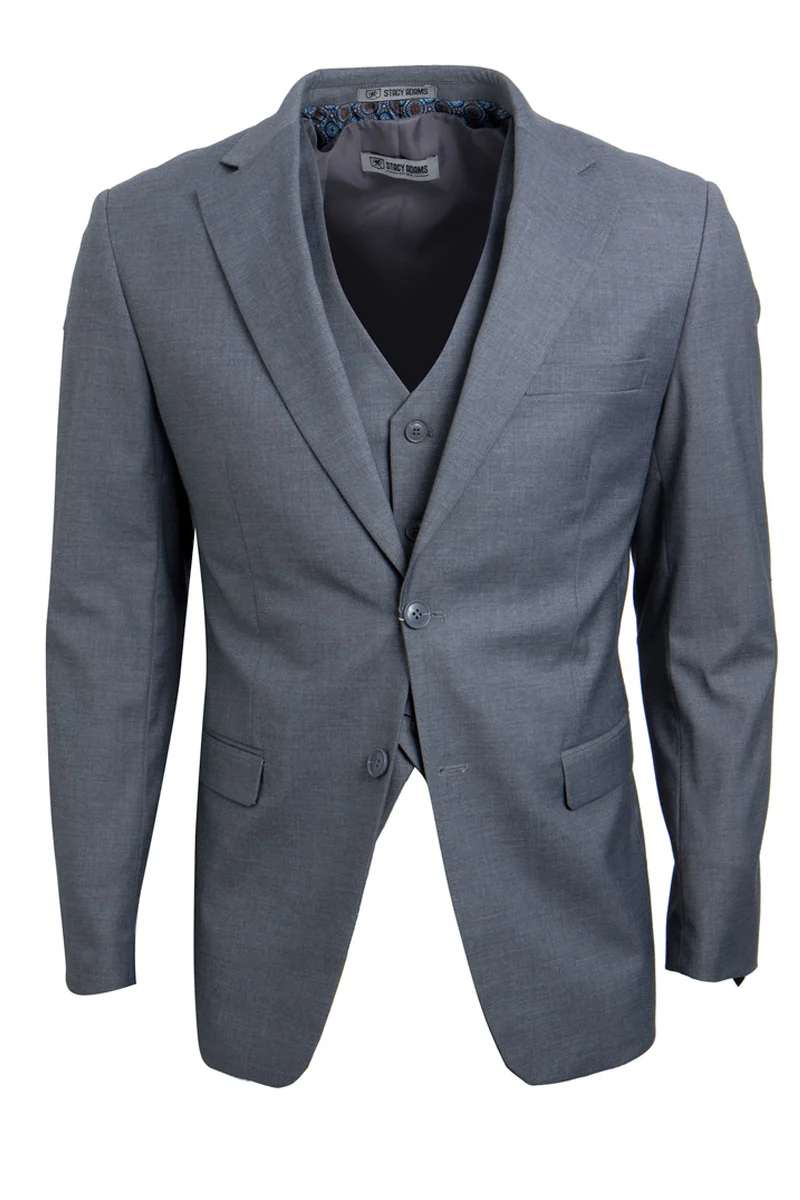 Men's Two Button Vested Stacy Adams Basic Suit in Grey - Image 2