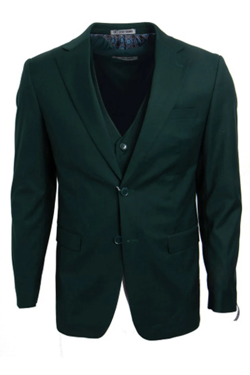 Men's Two Button Vested Stacy Adams Basic Suit in Hunter Green - Image 2