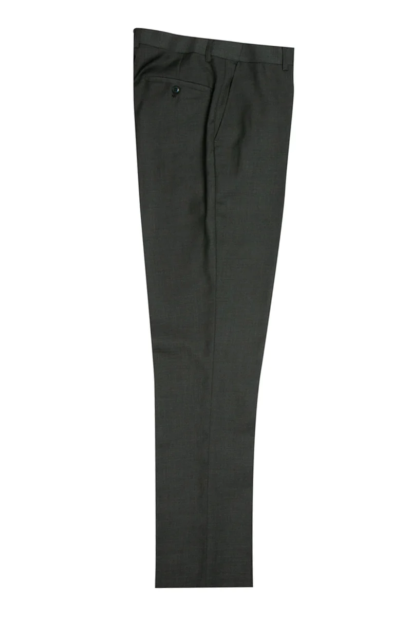 Men's Two Button Vested Stacy Adams Sharkskin Suit in Olive Green - Image 2