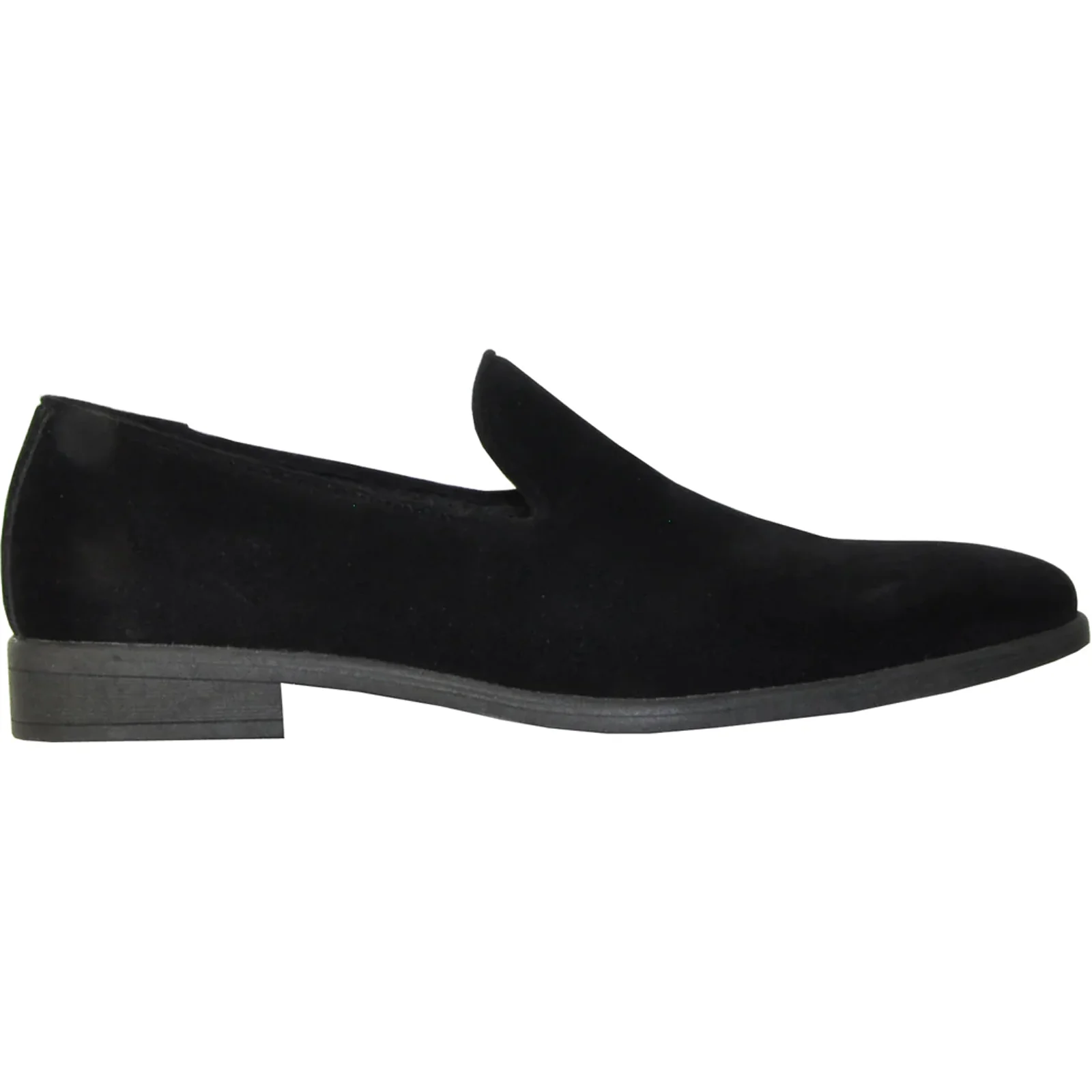 Mens Vegan Suede Wedding & Prom Slip On Loafer Dress Shoe in Black - Image 2