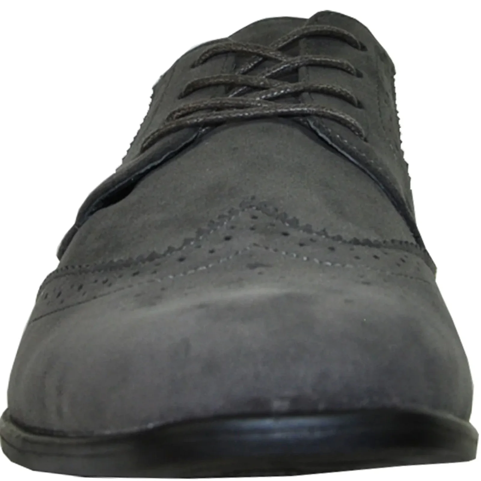 Mens Vegan Suede Wedding & Prom Wingtip Lace Up Dress Shoe in Grey - Image 4