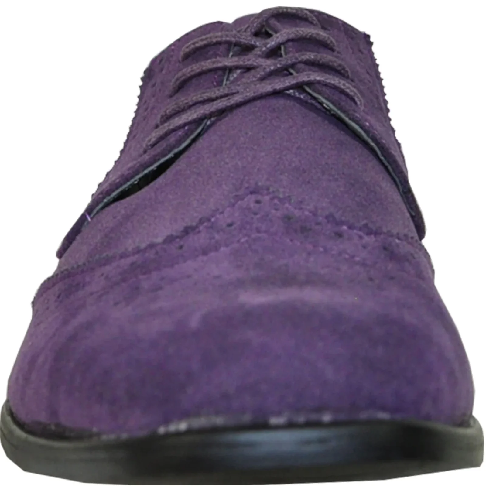 Mens Vegan Suede Wedding & Prom Wingtip Lace Up Dress Shoe in Purple - Image 4
