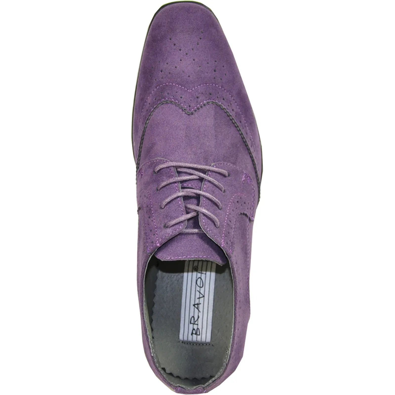 Mens Vegan Suede Wedding & Prom Wingtip Lace Up Dress Shoe in Purple - Image 6