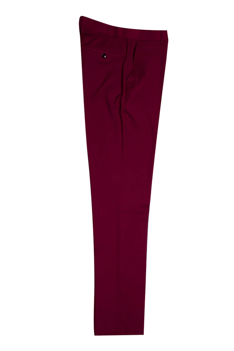Men's Vested One Button Peak Lapel Stacy Adams Suit in Burgundy - Image 3