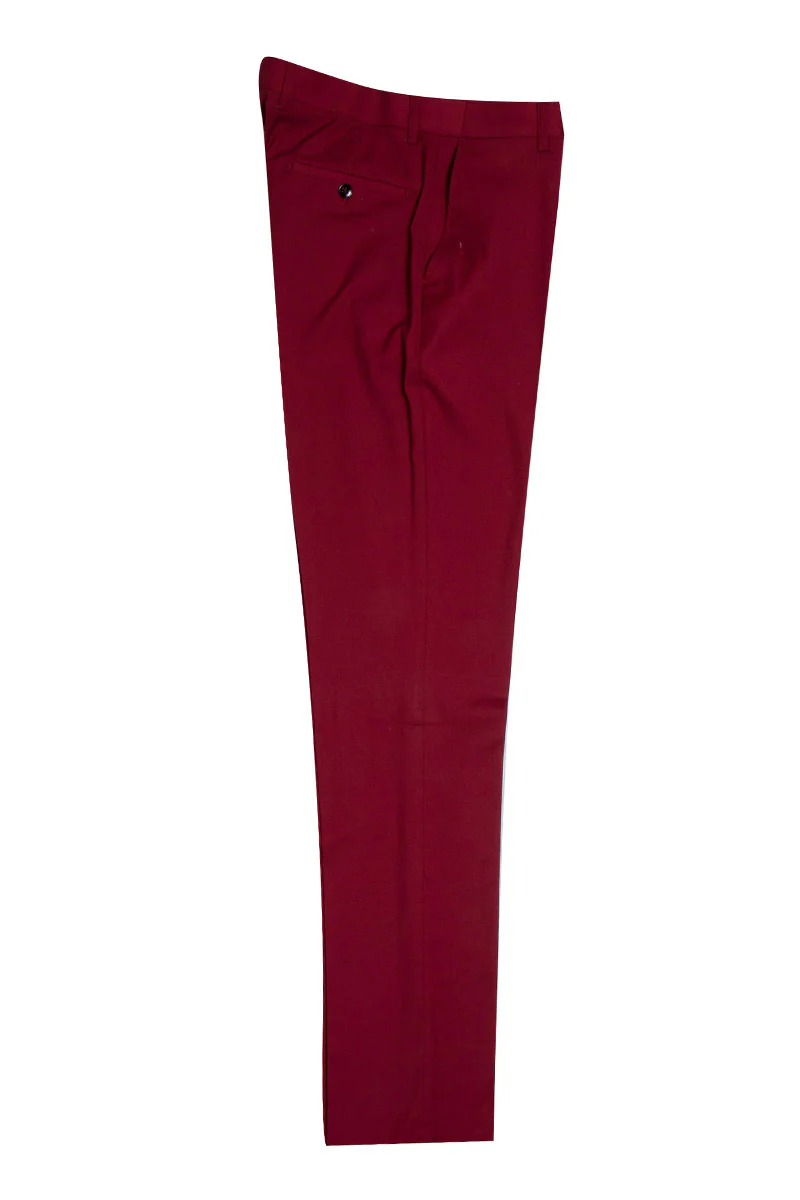 Men's Vested One Button Peak Lapel Stacy Adams Suit in Cherry Red - Image 3