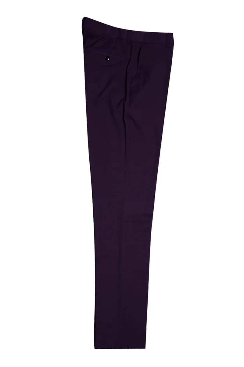 Men's Vested One Button Peak Lapel Stacy Adams Suit in Eggplant - Image 3