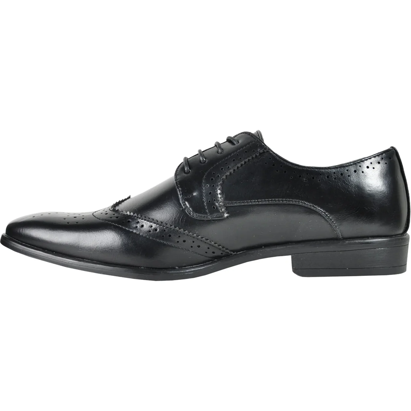 Mens Vintage Style 1920's Wingtip Lace Up Dress Shoe in Black - Image 3