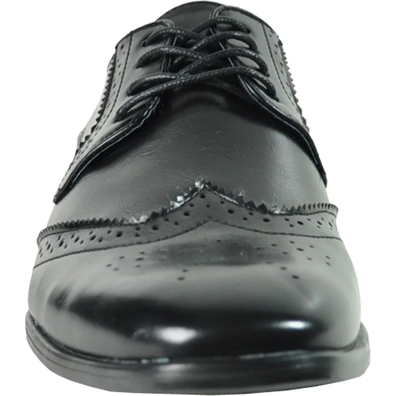 Mens Vintage Style 1920's Wingtip Lace Up Dress Shoe in Black - Image 4