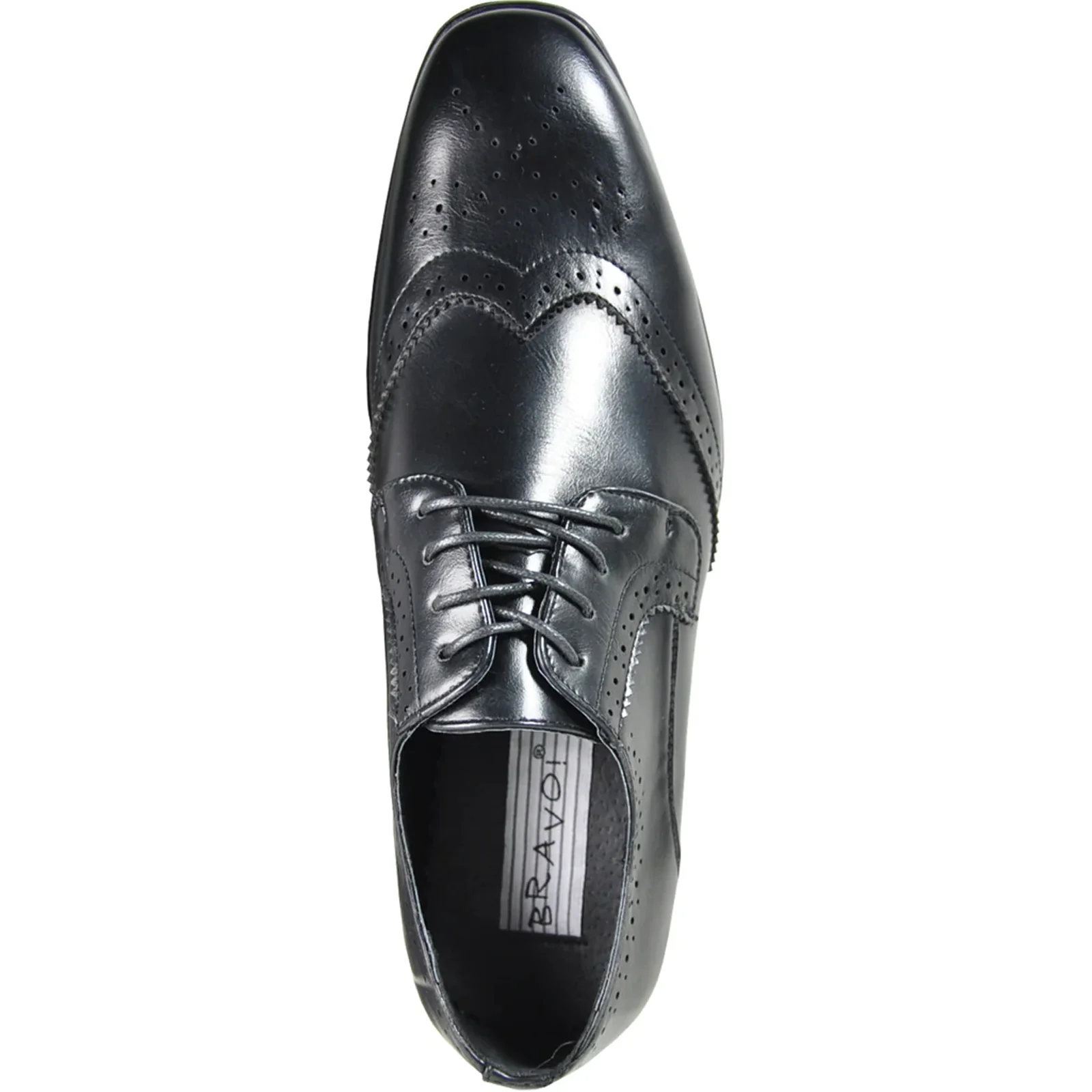 Mens Vintage Style 1920's Wingtip Lace Up Dress Shoe in Black - Image 6